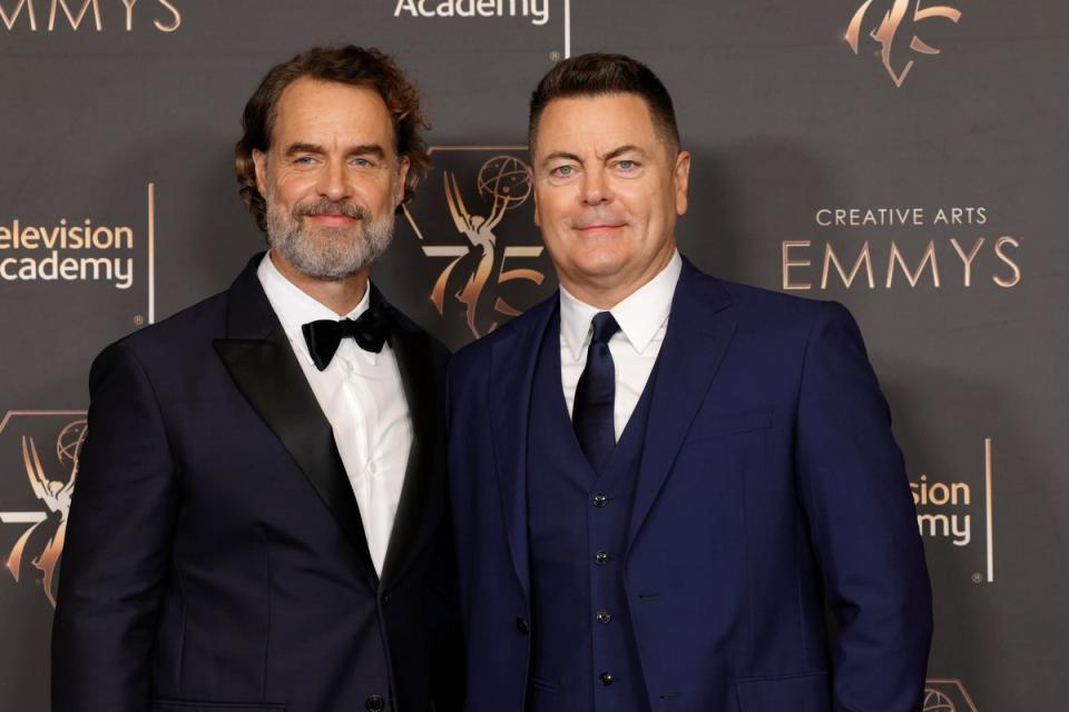Murray Bartlett and Nick Offerman at the 2024 Emmy’s (Getty Images)
