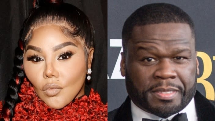Rap veteran Lil’ Kim (left) had some choice words for Curtis “50 Cent” Jackson (right) after the fellow MC compared her to a leprechaun. (Photos: Jamie McCarthy/Getty Images and Marcus Ingram/Getty Images)
