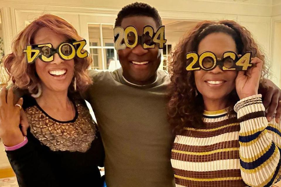 <p>Gayle King/ Instagram</p> Gayle King, David Oyelowo and Oprah Winfrey.