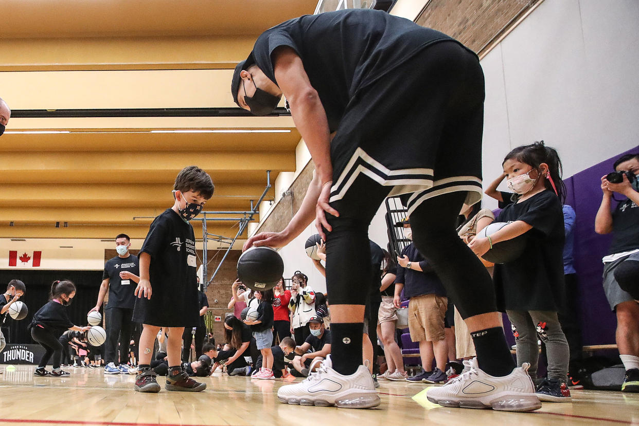 Jeremy Lin, member of the 2019 NBA champions Toronto Raptors, opened a basketball school in Toronto, on June 11, 2022. (Steve Russell / Toronto Star via Getty Images)