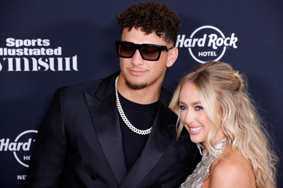 Kansas City businesswoman and former collegiate soccer player Brittany Mahomes attends the Sports Illustrated Swimsuit Issue release party red carpet with her husband, Kansas City Chiefs quarterback Patrick Mahomes.