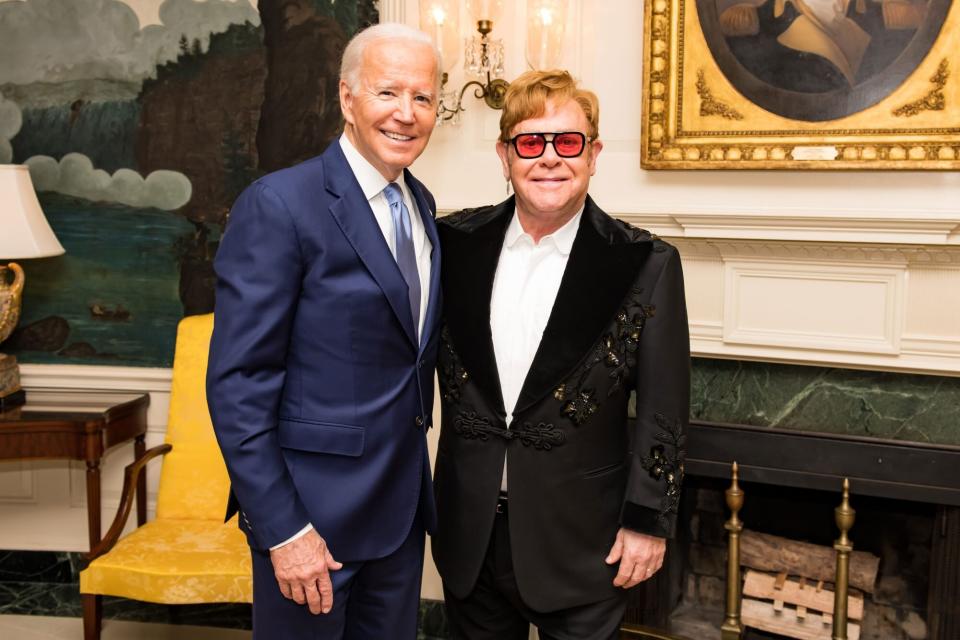 Sir Elton John performs, Friday, September 23, 2022, on the South Lawn at the White House. (Official White House Photo by Adam Schultz)