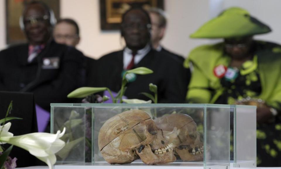 Skulls of Herero and Nama people are displayed in Berlin.