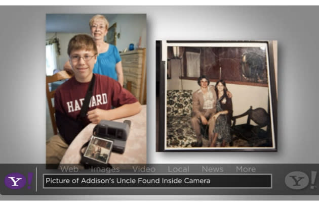 <b>Skurriler Flohmarktfund: Gruß aus dem Jenseits</b><br><br>Eine unheimliche Entdeckung machte der 13-jährige Addison Logan aus dem US-Bundesstaat Kansas, als er mit seiner Oma auf dem Flohmarkt für einen Dollar eine alte Polaroid-Kamera kaufte. Denn in der Kamera war ein bereits entwickeltes Foto: Vom Bild grüßte sein vor 23 Jahren verstorbener Onkel. <a href="http://de.nachrichten.yahoo.com/flohmarktfund-birgt-gru%C3%9F-aus-dem-jenseits.html" data-ylk="slk:Lesen Sie hier die ganze Geschichte.;elm:context_link;itc:0;sec:content-canvas;outcm:mb_qualified_link;_E:mb_qualified_link;ct:story;" class="link  yahoo-link">Lesen Sie hier die ganze Geschichte.</a> (Screenshot: Yahoo!)