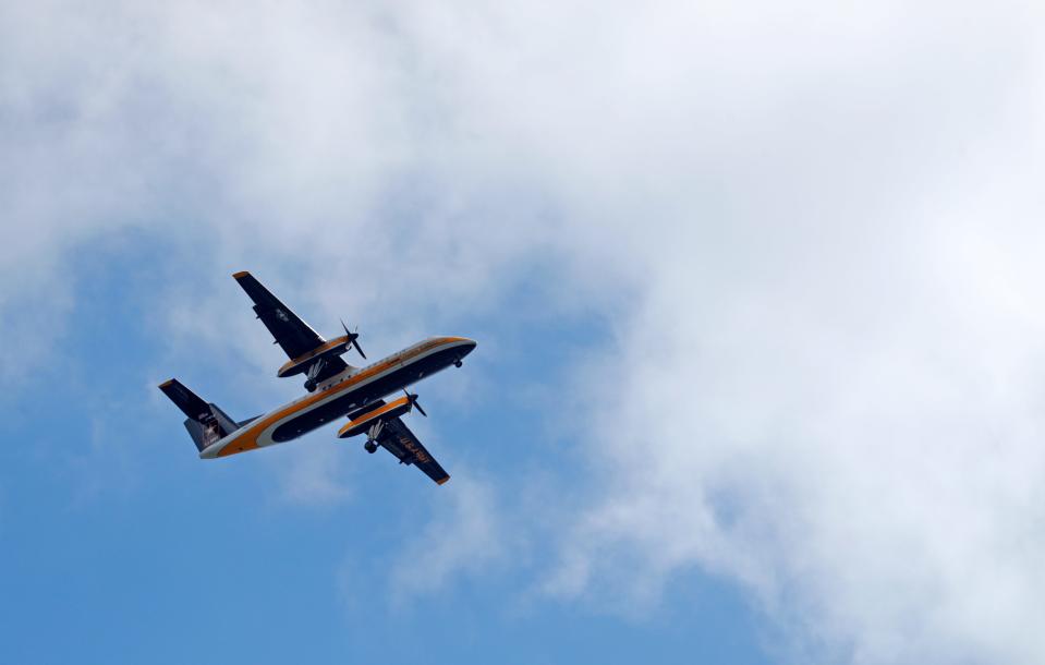 An Army aricraft takes part in the 2023 Kentucky Derby Festival's Thunder Over Louisville airshow featured dozens of civilian and military aircraft on Saturday, April 22, 2023.