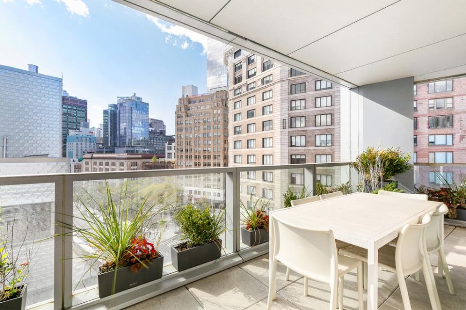 The unit includes a private, south-facing terrace. Donna Dotan