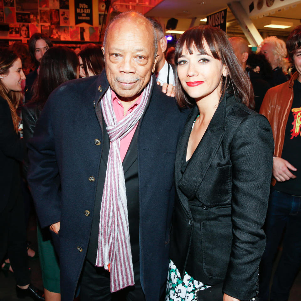 Quincy Jones with his daughter Rashida at Stella McCartney’s autumn 2016 show at Amoeba Music in Los Angeles.