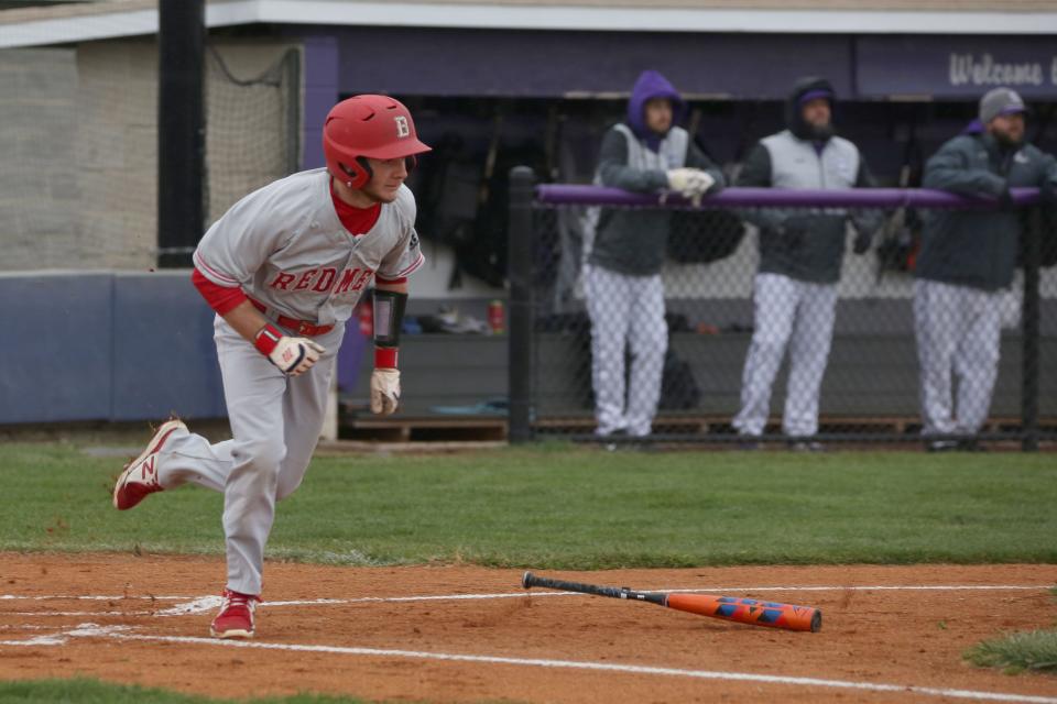 Bellevue's Seth Bova races for first base.