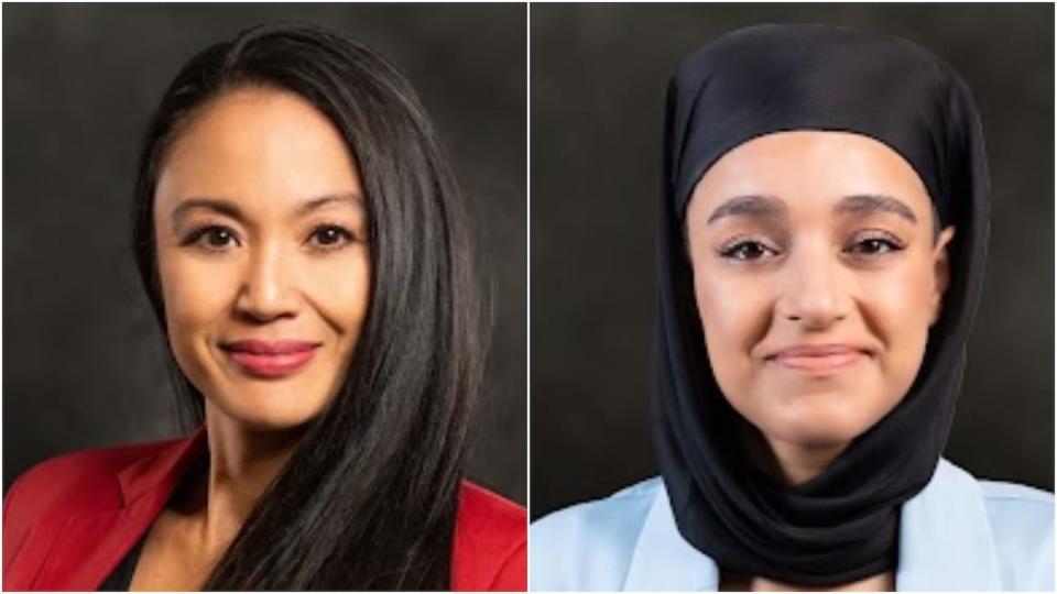 Ahead of International Women's Day, two Brampton councillors, Rowena Santos, left, and Navjit Kaur Brar, right, are speaking out about the harassment and sexism they and other women in public-facing roles commonly face. And lawyers say it's far too common.  (City of Brampton - image credit)