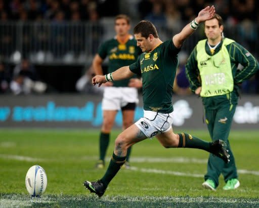 South Africa's Morne Steyn kicks the ball during their rugby union test against New Zealand on September 15. Defeat by the All Blacks was all the more painful because once deadly fly-half Steyn missed four of five kicks at goal