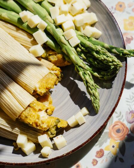 Asparagus and pepperjack cheese tamales are a seasonal specialty of Los Hernandez Tamales in Union Gap, WA.