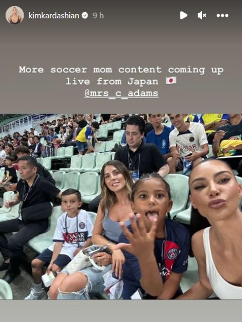 Kardashian and son Saint along with friends travelled to Japan to watch Neymar and Ronaldo play (Instagram/Kim Kardashian)