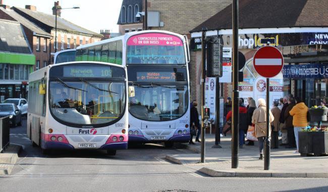 Gazette: Fleet - buses in Osborne Street, Colchester