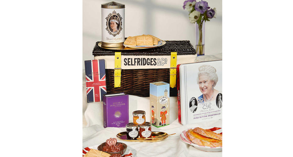 This hamper is filled to the brim with treats to eat and others to treasure. (Selfridges)