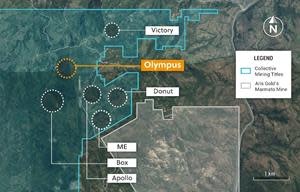 Plan View of the Guayabales Project and the Olympus Target