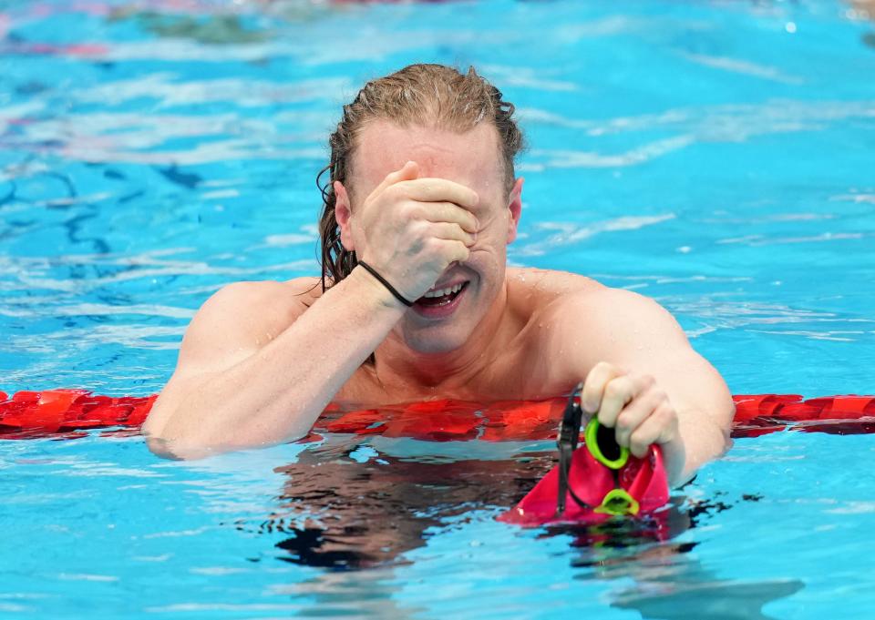 Great Britain’s Luke Greenbank reacts after taking bronze (Joe Giddens/PA) (PA Wire)