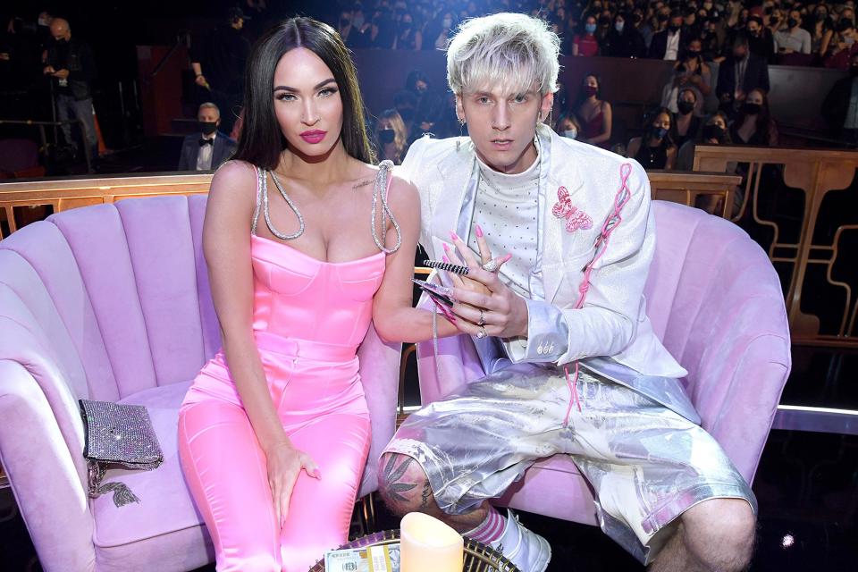 Megan Fox and Machine Gun Kelly attend the 2021 iHeartRadio Music Awards at The Dolby Theatre in Los Angeles, California, which was broadcast live on FOX on May 27, 2021