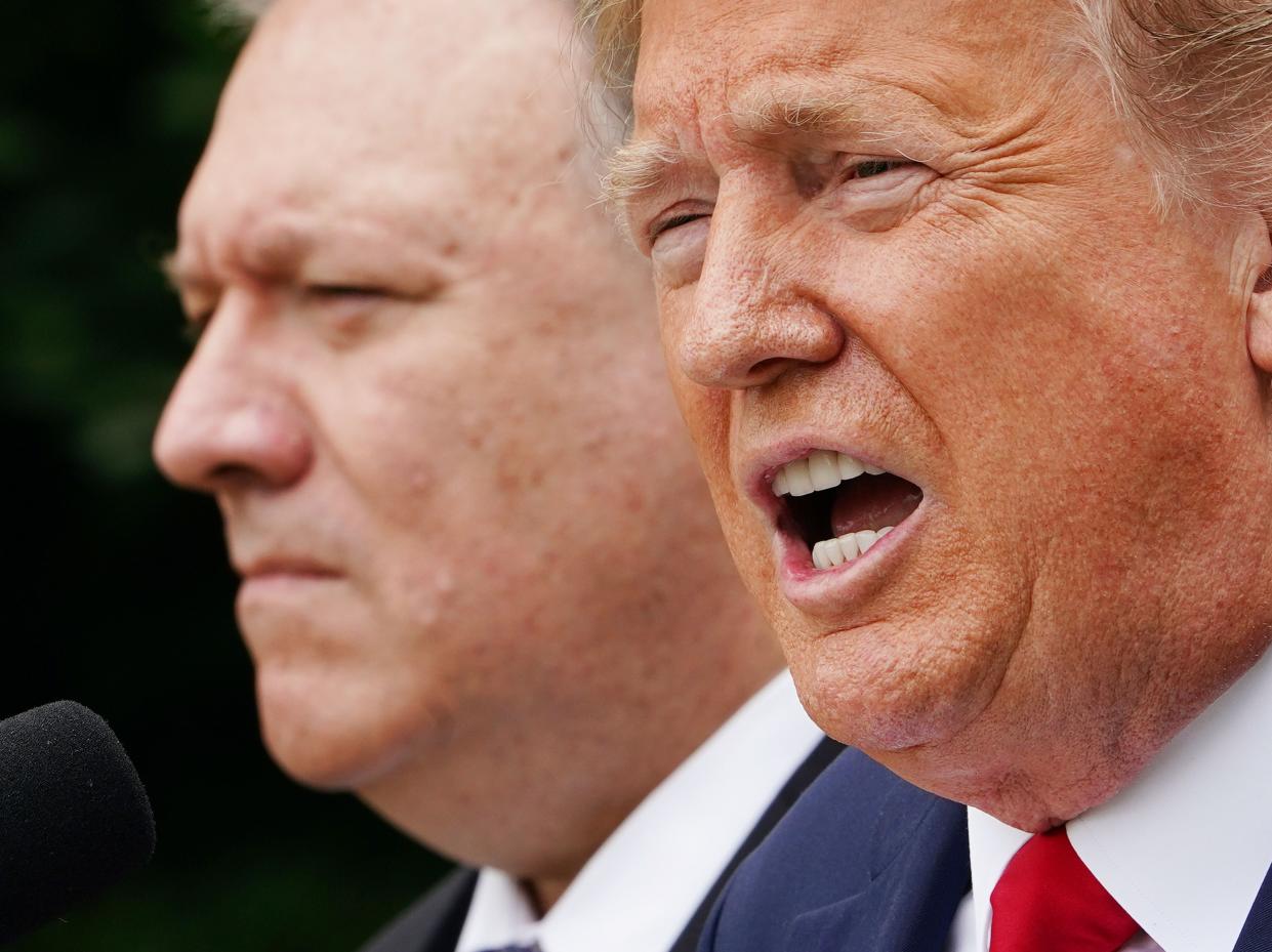 US president Donald Trump and Mike Pompeo, US secretary of state  (AFP via Getty Images)