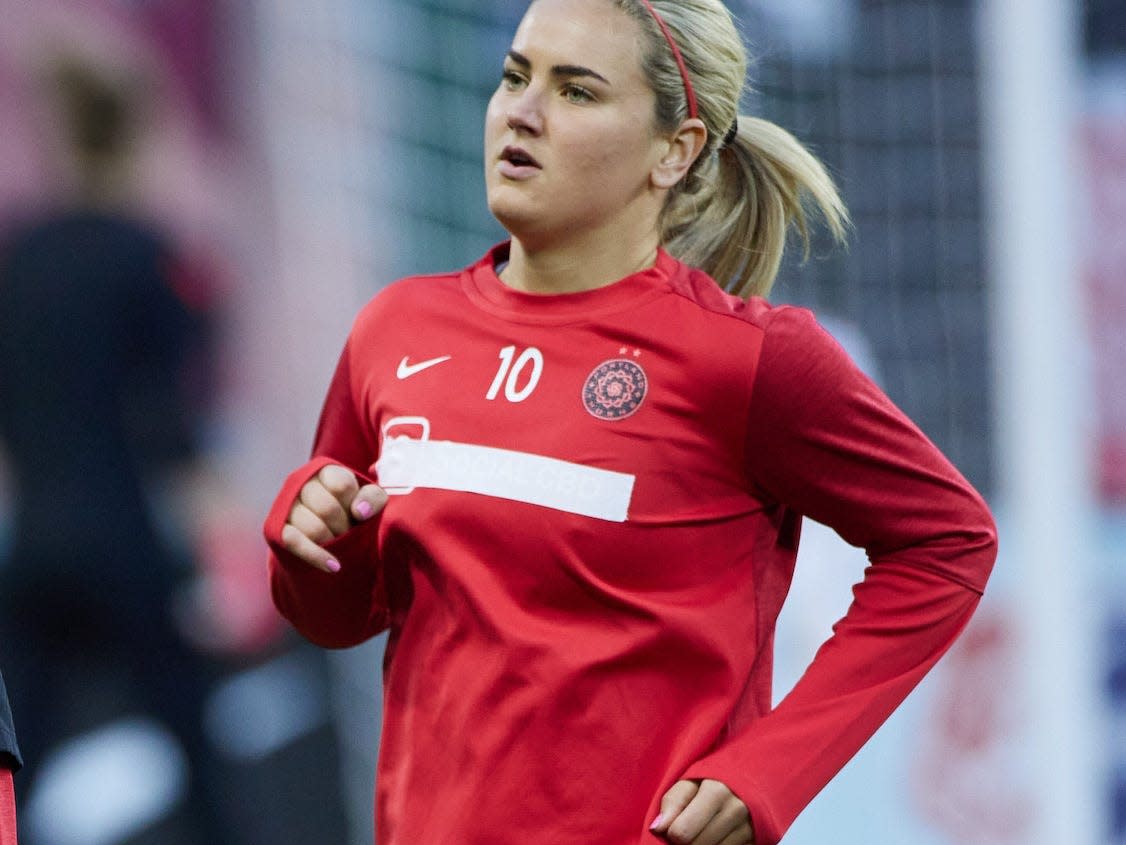 Portland Thorns players have covered the Social CBD logo on their warmups after the company came under fire.