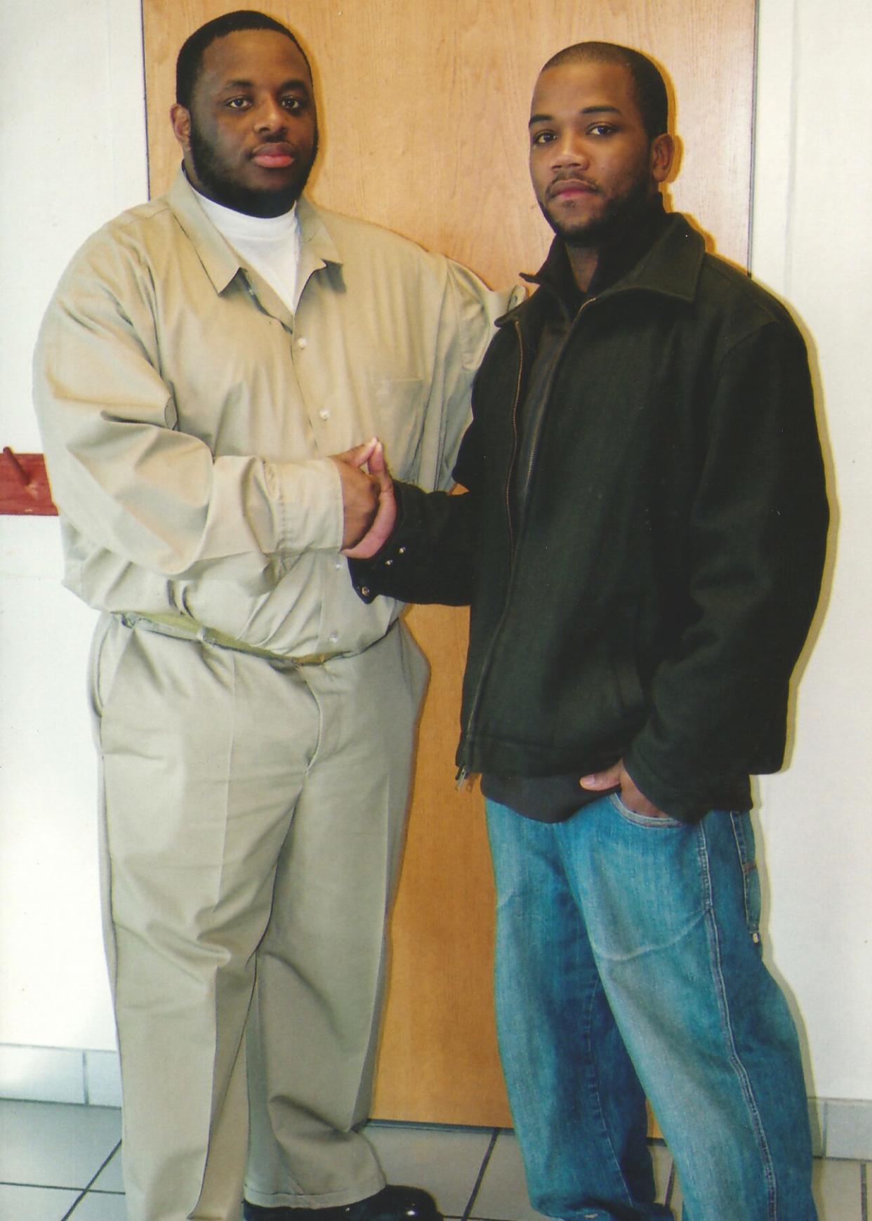 Jay, on the left, with the author. (Supplied by A.D. Carson)