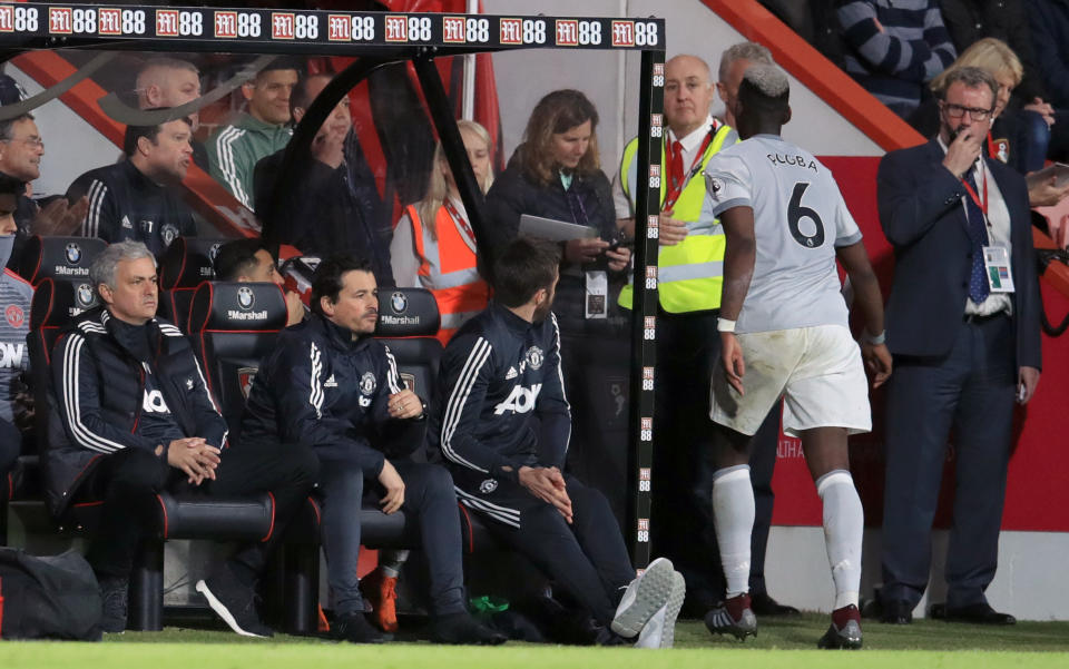 When Pogba was taken off at Bournemouth last season, he headed straight down the tunnel