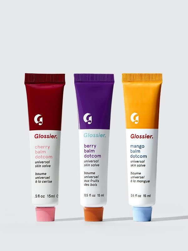 <p><strong>Glossier</strong></p><p>glossier.com</p><p><a href="https://go.redirectingat.com?id=74968X1596630&url=https%3A%2F%2Fwww.glossier.com%2Fproducts%2Fbalm-dotcom-trio&sref=https%3A%2F%2Fwww.goodhousekeeping.com%2Flife%2Fmoney%2Fg34804976%2Fglossier-black-friday-sale-2020%2F" rel="nofollow noopener" target="_blank" data-ylk="slk:SHOP IT;elm:context_link;itc:0;sec:content-canvas" class="link ">SHOP IT</a></p><p><strong><del>$30</del> $23 (25% off)</strong></p><p>Au revoir, chapped lips. Formulated with heavy duty moisturizers—castor oil, beeswax, and lanolin—Glossier's balm dot com product goes to <em>work</em> in locking in moisture. </p><p>For new Glossier shoppers, the brand lets customers pick three flavors of their choosing with this set. My favorites? <strong>Original</strong>, which is neither scented nor tinted and can be schmeared on top of dry hands and knuckles. <strong>Mint</strong>, which has a long-lasting matte-like finish. And <strong>Birthday</strong> for its scent and ever-so-subtle sparkle.<br></p>