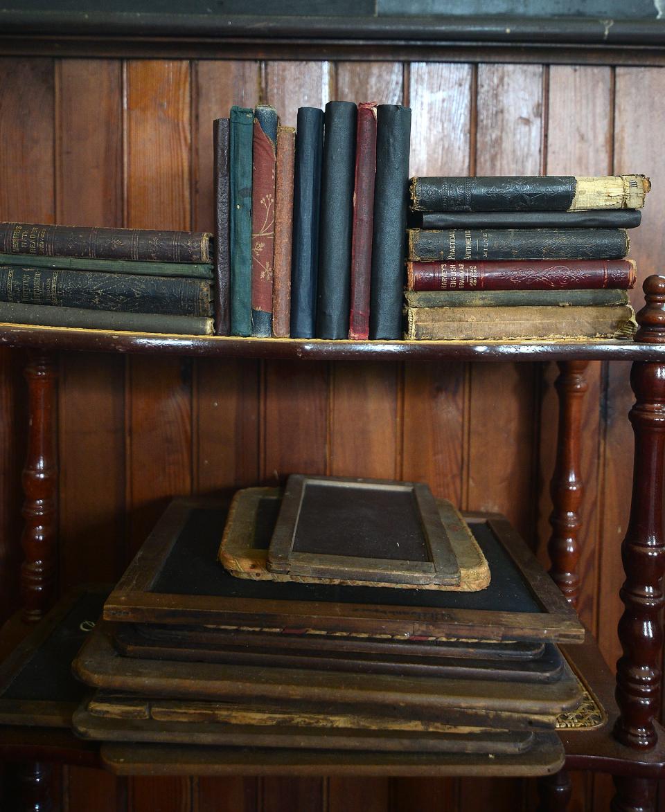 These books and handheld chalkboards from the former Beaver Creek School Museum were donated by the Washington County Historical Society to The Friends of Tolson's Chapel. The materials are representative of school supplies from the post-Civil War period of Tolson's Chapel, which also served as a school for the black community in the Sharpsburg area.