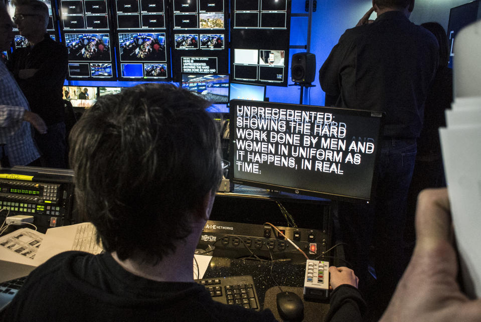 Image: Behind the scenes at the Live PD studios in New York im 2016. (Bill Tompkins / Getty Images file)