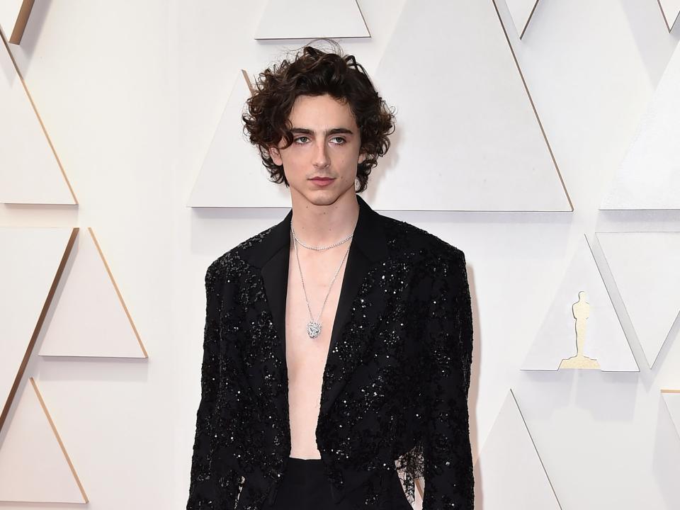 Timothee Chalamet arrives at the Oscars (Jordan Strauss/Invision/AP)