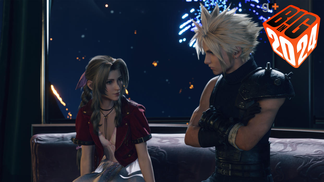 Final Fantasy 7 Rebirth screenshot showing Cloud in conversation . 