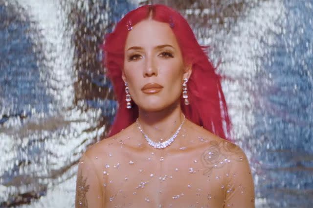 <p>Halsey/YouTube</p> Halsey in the 'Lucky' music video