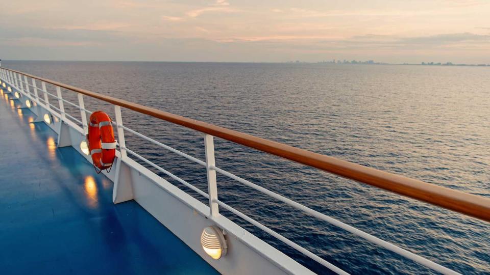 Ocean view from cruise ship at the evening