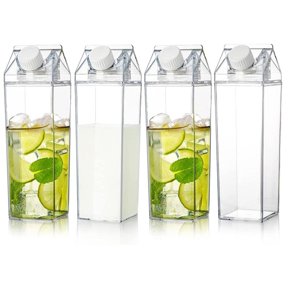 14) 4 Pack Milk Carton Water Bottle