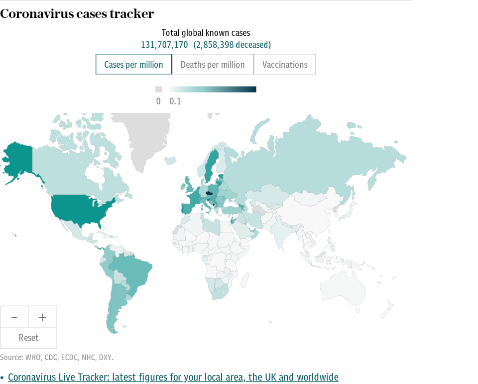 Coronavirus live map ..