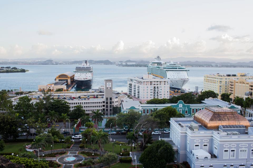 Cruise ships dock in Old San Juan, the center for Puerto Rican tourism, on November 12, 2013 in San Juan, Puerto Rico.