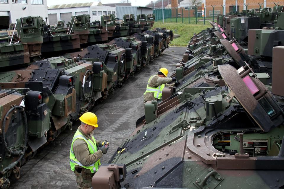 US Army armored vehicles Germany Defender-Europe 20