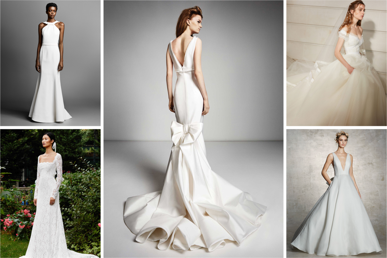 The top five weddings dress trends you need to know for 2019. (Photos, clockwise from left: Viktor & Rolf, Viktor & Rolf, Elie Saab, Marchesa, Lela Rose)