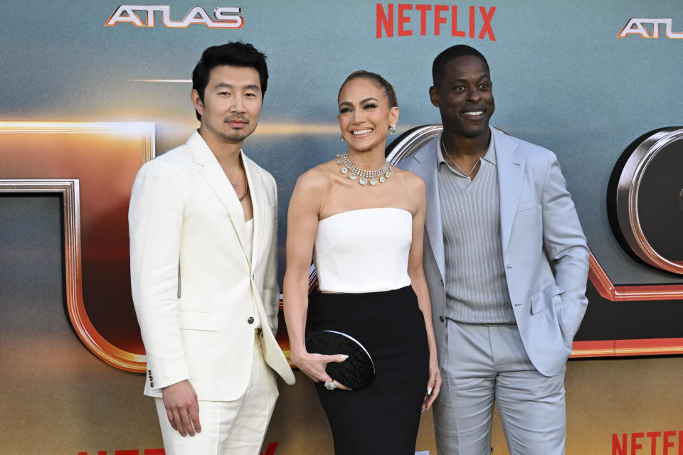 Simu Liu, Jennifer Lopez and Sterling K. Brown