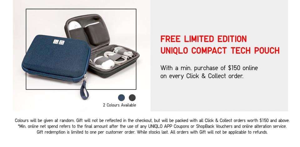 Free limited edition Uniqlo compact tech pouch. (Photo: Uniqlo SG)