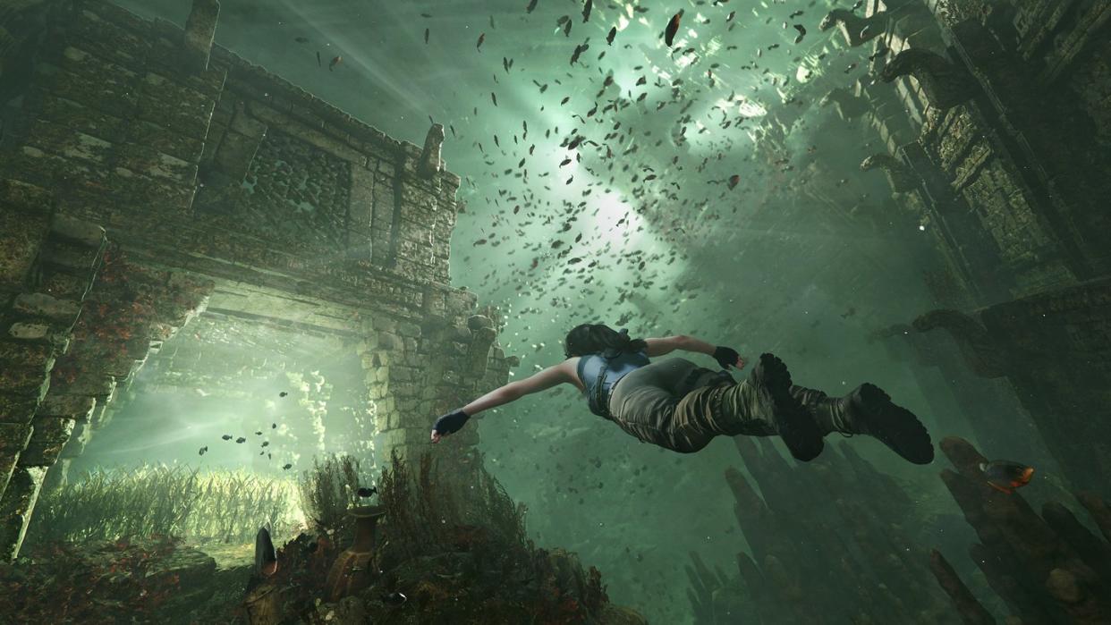 In «Shadow of the Tomb Raider» ist Grabräuberin Lara Croft mal wieder dauernd in Schwierigkeiten - hier unter Wasser. Diesmal sucht sie nach einem mysteriösen Maya-Artefakt. Foto: Square Enix