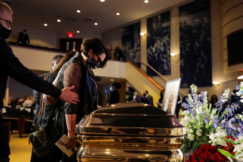 George Floyd's girlfriend, Courtney Ross, attends the memorial service (REUTERS)