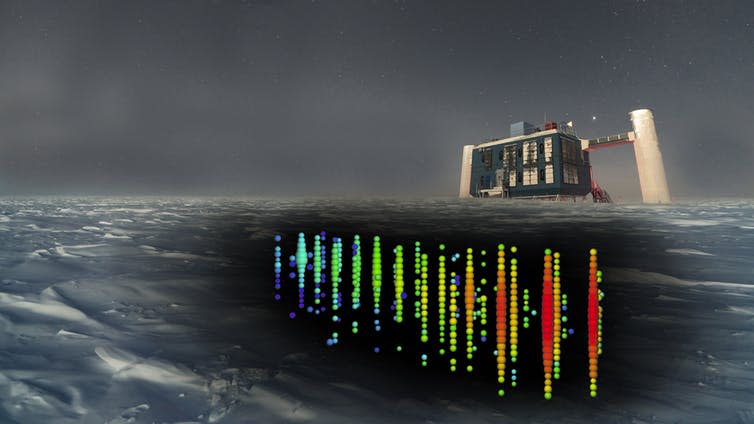 <span class="caption">Sensors below the ice detected the neutrino, which was registered by computers in the IceCube building.</span> <span class="attribution"><span class="source">IceCube/NSF</span></span>