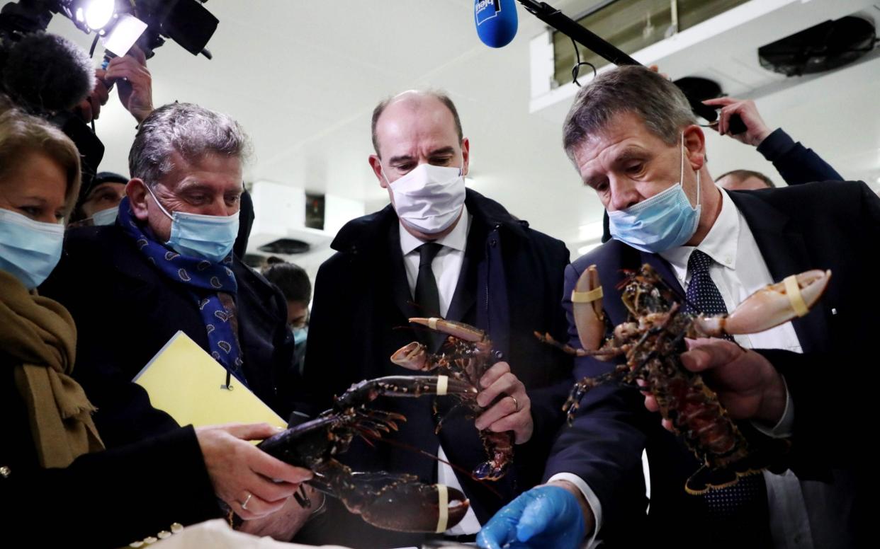 French Prime Minister Jean Castex meets fishermen in Boulogne sur Mer on Thursday - AFP