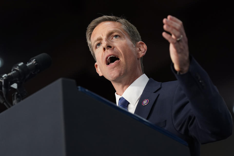 Rep. Mike Levin, D-Calif., speaks ahead of President Joe Biden at a campaign event in support Levin, Thursday, Nov. 3, 2022, in San Diego. (AP Photo/Patrick Semansky)