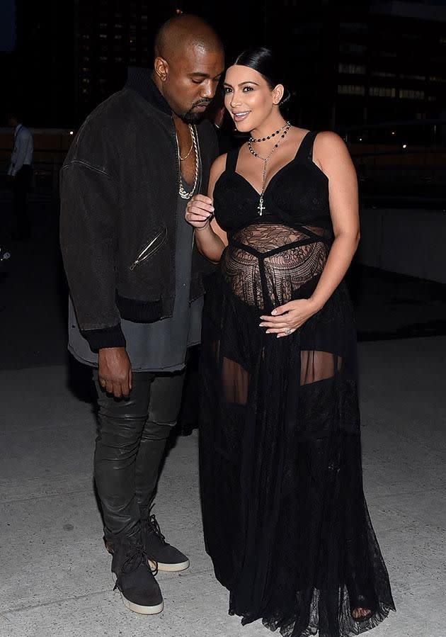 Kim (pictured expecting Saint) has been open about her pregnancy struggles. Source: Getty