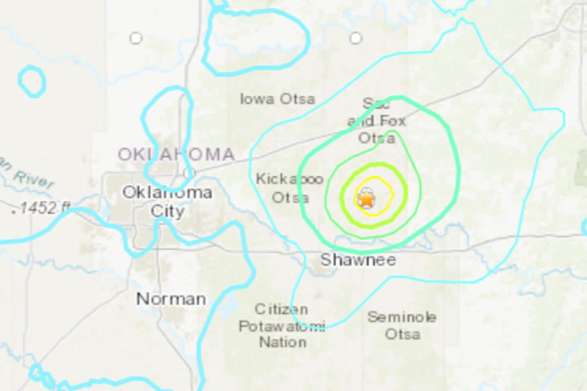 A 5.1 magnitude earthquake struck near Oklahoma City (Screenshot / US Geological Survey)