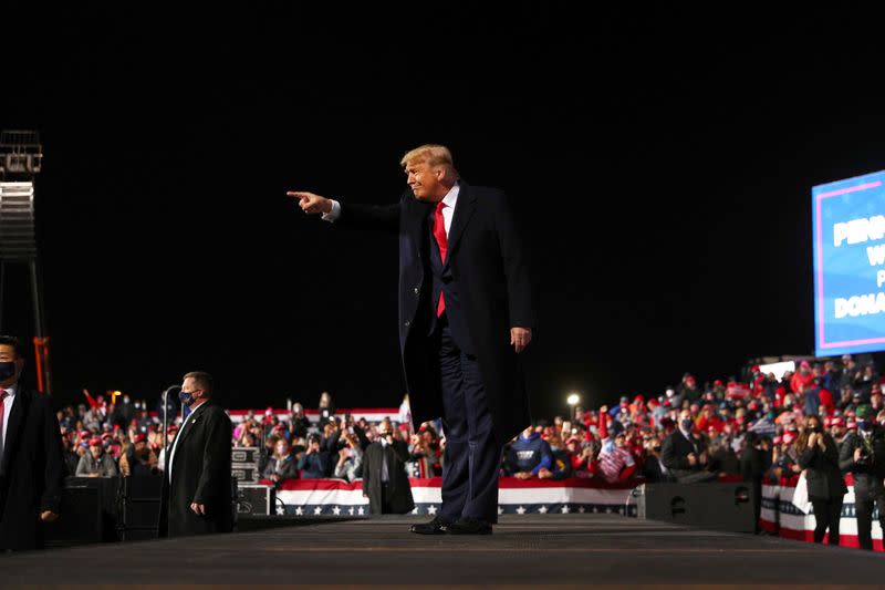 U.S. President Donald Trump holds a campaign rally at Erie International Airport