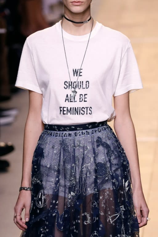 A model presents a creation for Christian Dior during the 2017 Spring/Summer ready-to-wear collection fashion show, on September 30, 2016 in Paris