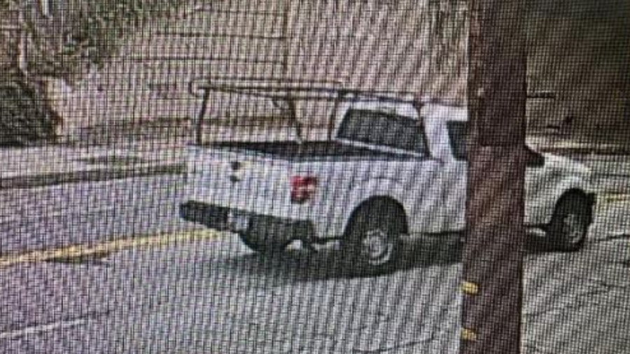 The suspect, seen driving a white Ford pickup truck, is wanted for a deadly hit-and-run crash in Lincoln Heights on May 18, 2024. (Los Angeles Police Department)