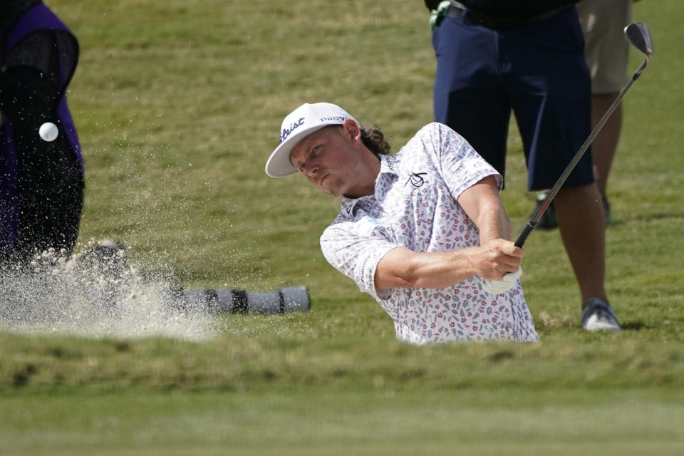 Cameron Smith hits onto the 16th green during the second round of the LIV Golf Team Championship at Trump National Doral Golf Club, Saturday, Oct. 29, 2022, in Doral, Fla. (AP Photo/Lynne Sladky)
